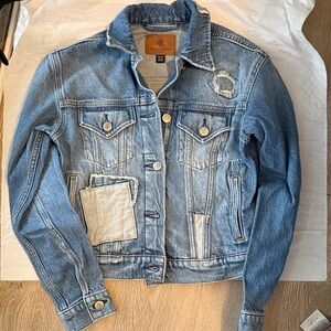 Lauren Ralph Lauren Light Blue Distressed Denim Jean Jacket